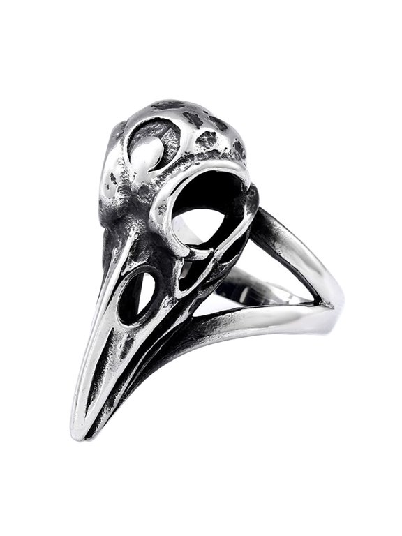 Stainless Steel Raven Skull Ring Nordic Mythology Inspired Odin's Symbol Men's Fashion Jewelry (13)