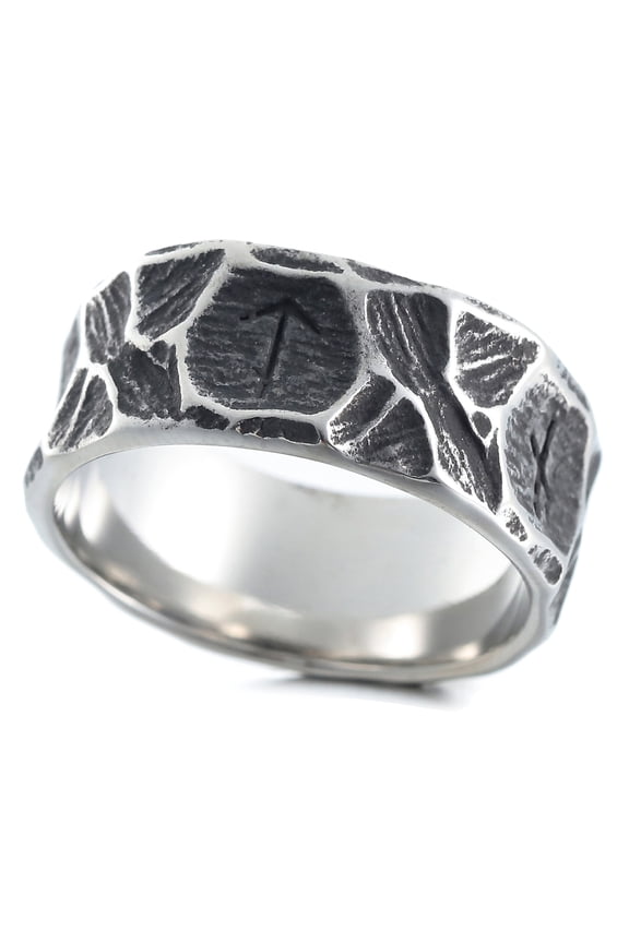 Stainless Steel Ring with Engraved Nordic Mythology Runes (9)