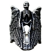 ZMY Home Stainless Steel Skeleton with Angelic Wings Ring Gothic Style Statement Jewelry for Men and Women 10