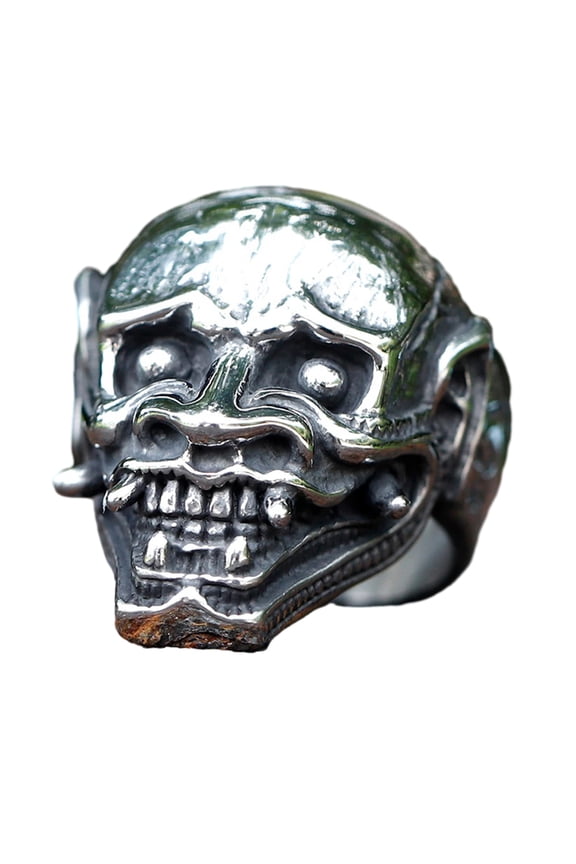 Stainless Steel Skull Ring | Japanese Demon Gothic Statement Jewelry for Men (10)