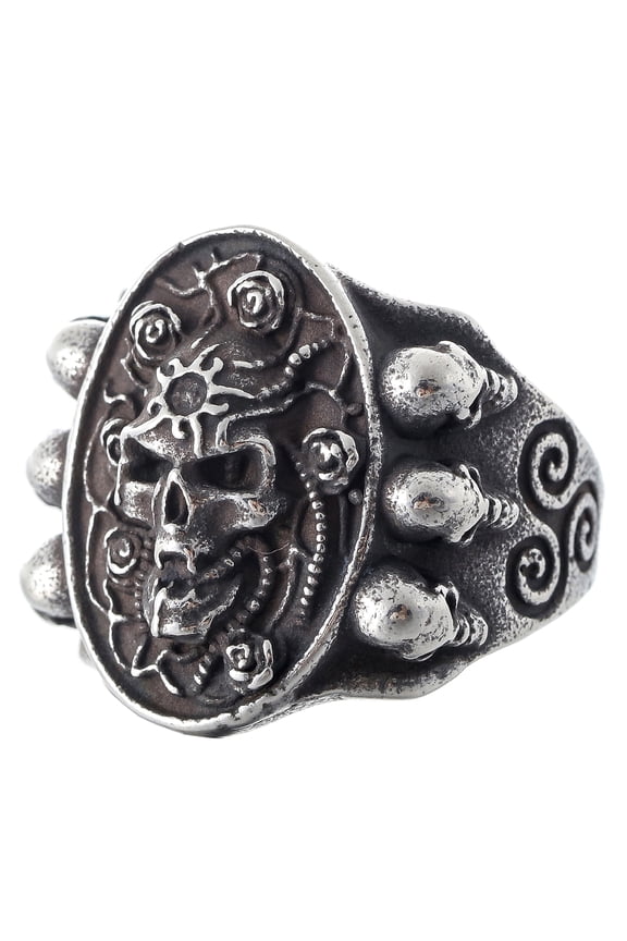 Stainless Steel Skull Ring Voodoo Witch Death Skull Ring (12)