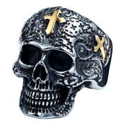 ZMY Home Stainless Steel Skull Ring with Cross Perfect for Gothic Fashion and Biker Style Jewelry 13