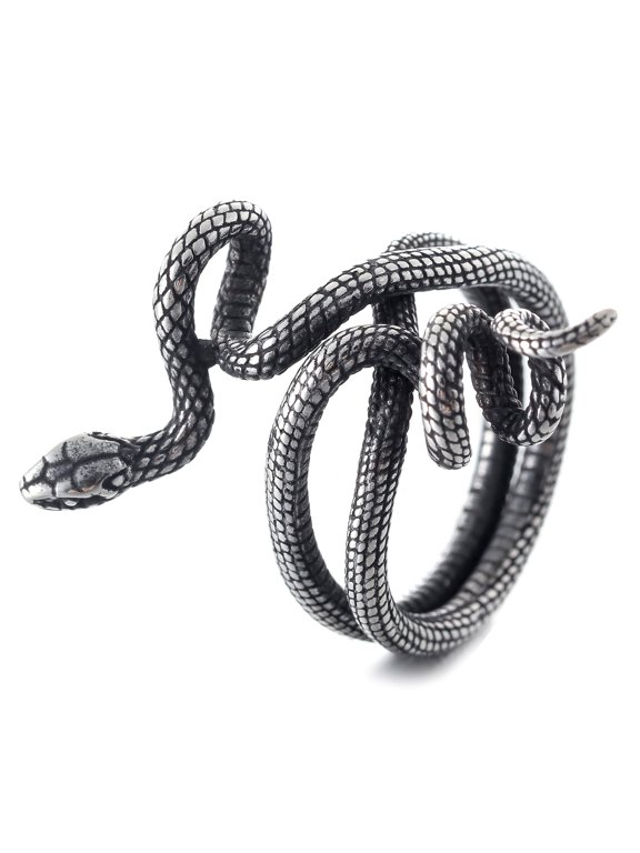 Stainless Steel Snake Ring Fashionable and Edgy Serpent Design Jewelry (7)