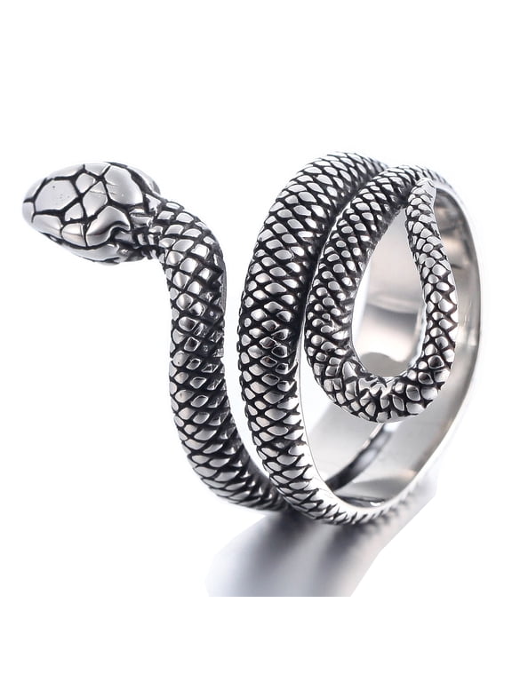 Stainless Steel Snake Wrap Ring Unique Serpent Design for Men and Women (10)