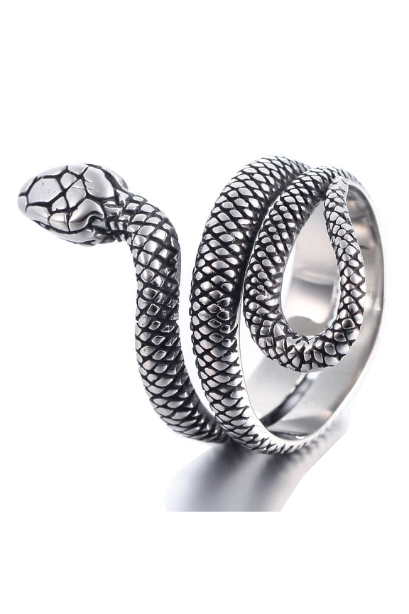 Stainless Steel Snake Wrap Ring Unique Serpent Design for Men and Women (10)