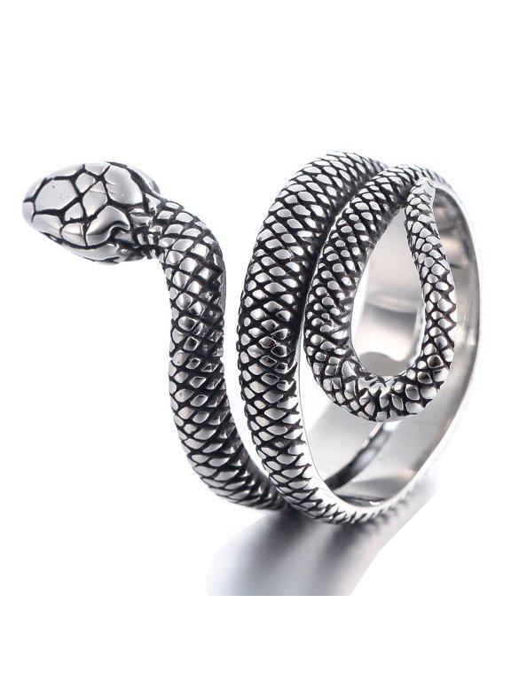 Stainless Steel Snake Wrap Ring Unique Serpent Design for Men and Women (11)