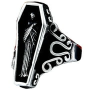 ZMY Home Vampire Coffin Ring Stainless Steel Goth Dracula Jewelry for Men and Women 10