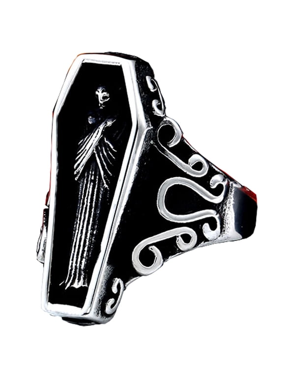 Vampire Coffin Ring Stainless Steel Goth Dracula Jewelry for Men and Women (11)