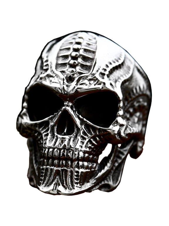 Xenomorph Skull Ring Stainless Steel Handmade Jewelry Cool Punk Rock Biker Ring (11)