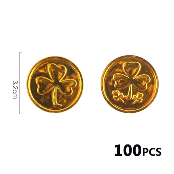 ZMYFlora 100 Pcs St. Patrick's Day Plastic Shamrock Coins for Treasure ...