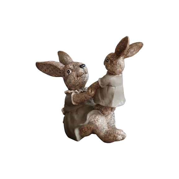 ZMYFlora Easter Bunny Decor, European Creative Retro Resin Parent Child Bunny Figurine Vintage Easter Home & Garden Decoration, Sentimental Family Gift for Easter Celebration,B