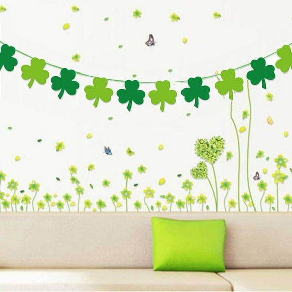 ZMYFlora St. Patrick's Day Shamrock Lucky Banner and Garland Set, Irish Hanging Swirl Decor for Home, Party, and Holiday Celebration, Festive Clover Streamers,B