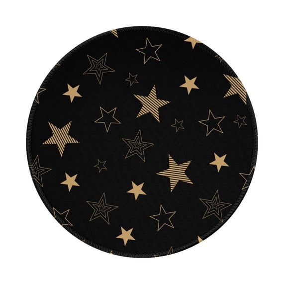 ZNDUO 2 Pack Round Mouse Pad Gold Vintage Star Graffiti 7.9" Small Non-Slip Rubber Gaming Mousepad Desk Mat for Home Office