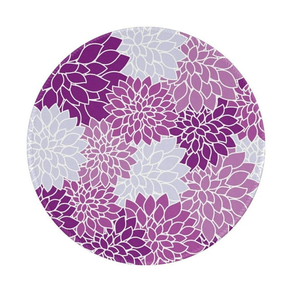 ZNDUO 2 Pack Round Mouse Pad Purple Vintage Flower Pattern 7.9" Small Non-Slip Rubber Gaming Mousepad Desk Mat for Home Office