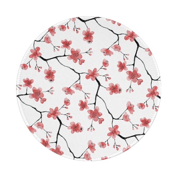 ZNDUO 2 Pack Round Mouse Pad Watercolor Red Flower Doodle 7.9" Small Non-Slip Rubber Gaming Mousepad Desk Mat for Home Office
