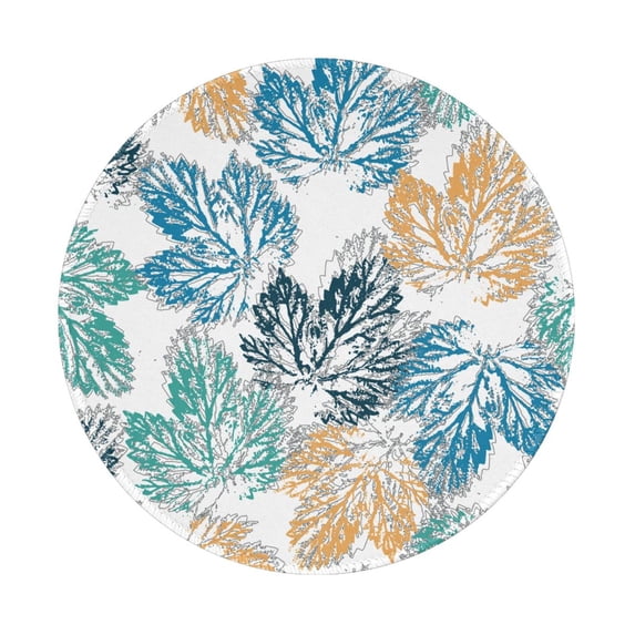 ZNDUO 2 Pack Round Mouse Pad Watercolor Vintage Leaf Texture 7.9" Small Non-Slip Rubber Gaming Mousepad Desk Mat for Home Office