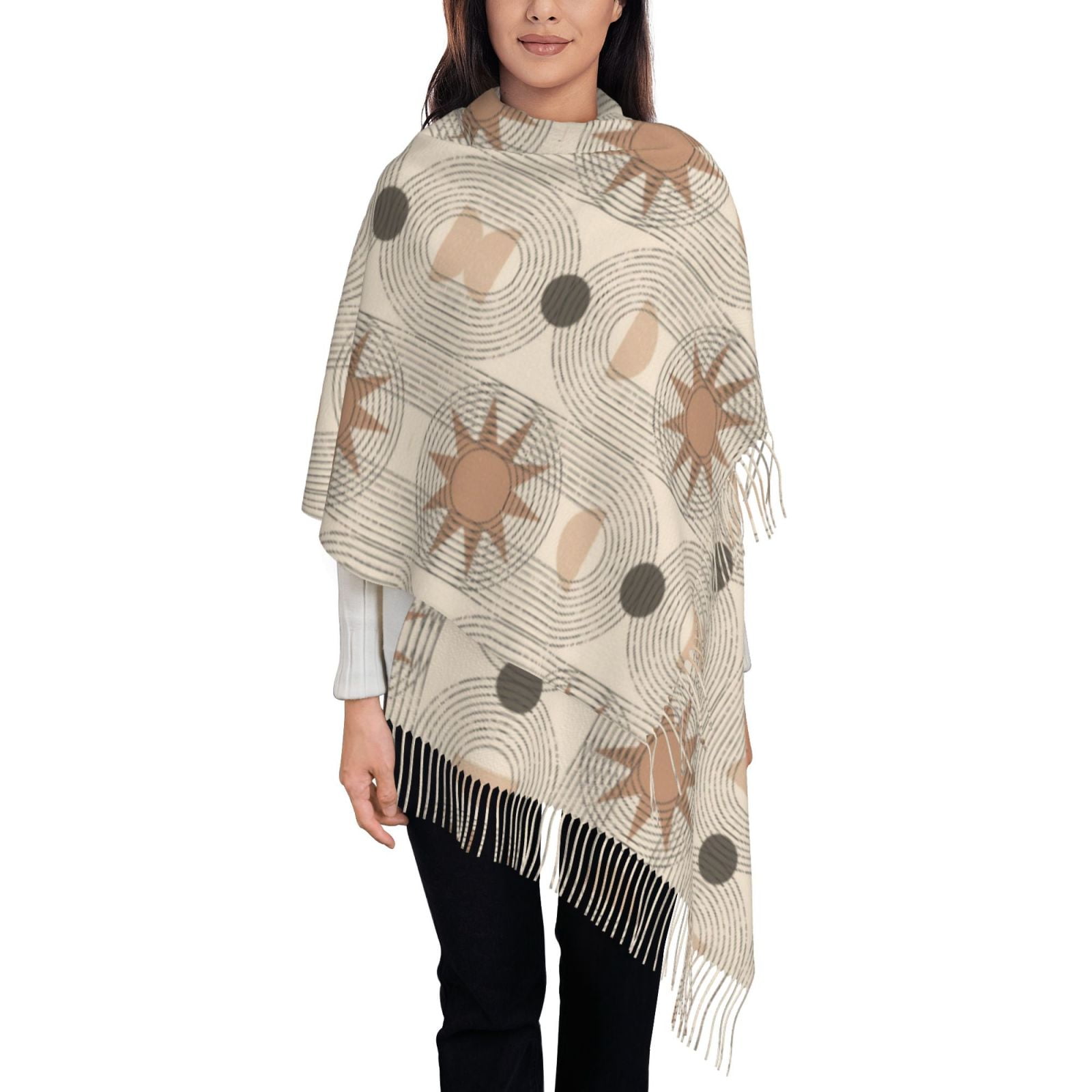ZNDUO Abstract Hippie Boho Pattern Pashmina Shawls，Wraps