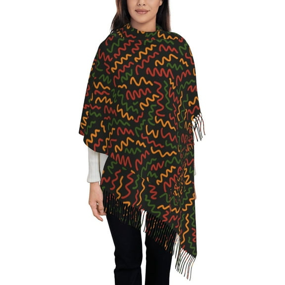 ZNDUO Abstract Waves Pattern Pashmina Shawls，Wraps Winter Warm Soft Scarf for Women