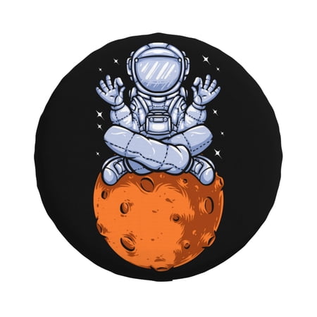 ZNDUO Astronaut Cartoon Vector Pattern Spare Tire Cover, Universal Spare Tire Wheel Covers 14 inch