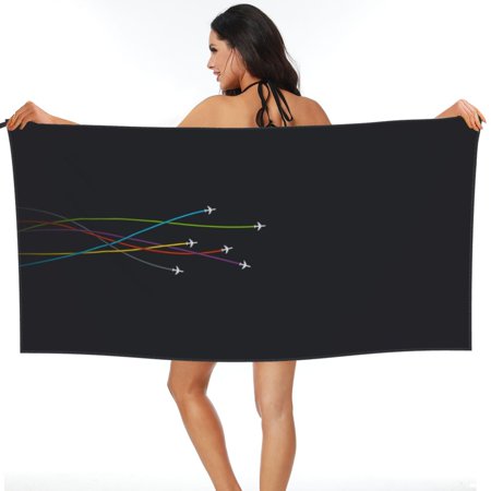 ZNDUO Bath Towel, Cartoon Airplane War Pattern Oversized Quick Dry Bath Towel Beach Towel - 27.5"x55"