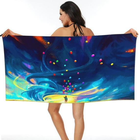 ZNDUO Bath Towel, Colorful Balloons Pattern Oversized Quick Dry Bath Towel Beach Towel - 31.5"x63"