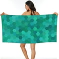 thumbnail image 1 of ZNDUO Bath Towel, Green Pixel Honeycomb Pattern Oversized Quick Dry Bath Towel Beach Towel - 31.5"x63", 1 of 8