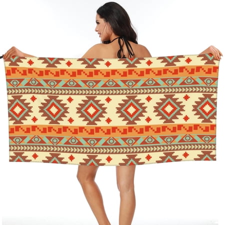 ZNDUO Bath Towel, Vintage Southwestern Native Aztec Style Pattern Oversized Quick Dry Soft Beach Towel - 27.5"x55"