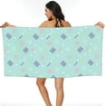thumbnail image 1 of ZNDUO Beach Towel, Blue Memphis Style Elements Pattern Oversized Quick Dry Bath Towel - 27.5"x55", 1 of 8