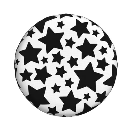 ZNDUO Black Abstract Star Doodle Pattern Spare Tire Cover, Universal Spare Tire Wheel Covers 16 inch