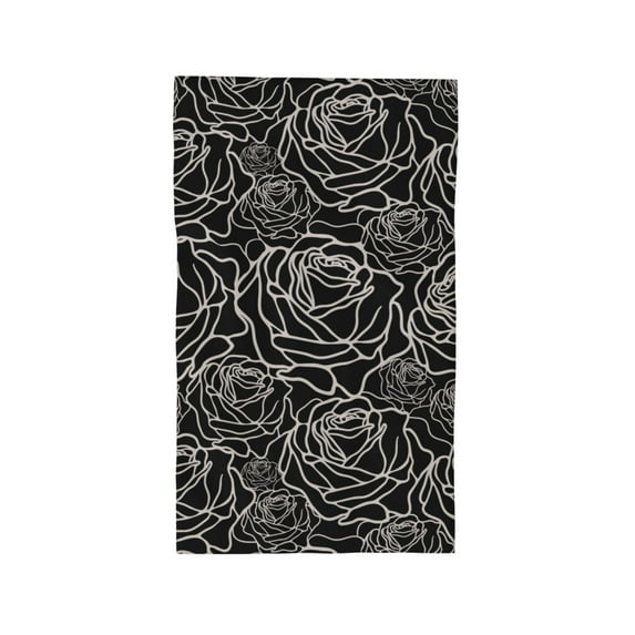 ZNDUO Black Rose Lines Texture Pattern Bath Towel, Microfiber Shower Towels, 27.5×16 in