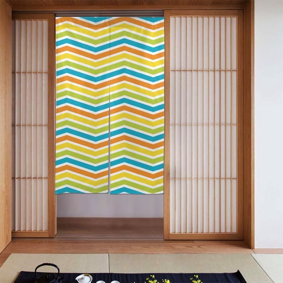ZNDUO Blackout Door Curtains, Insulated Blackout Colorful Zigzag Lines Pattern Window Curtain for Living Room Kitchen Bathroom Bedroom, 34x56 Inches