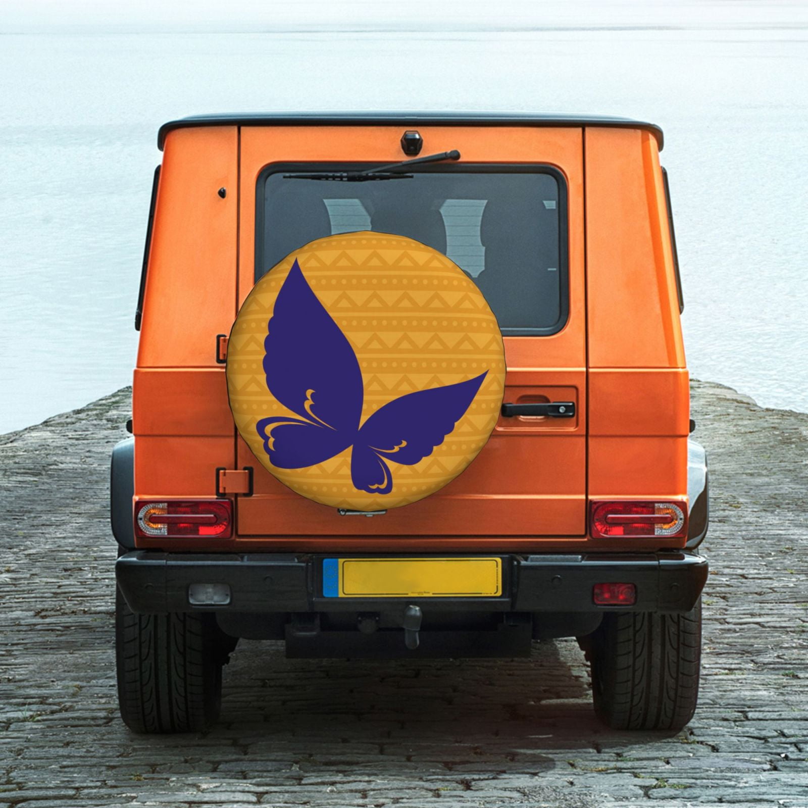 ZNDUO Butterfly Lilac Pattern Spare Tire Cover, Universal Fit for Jeep