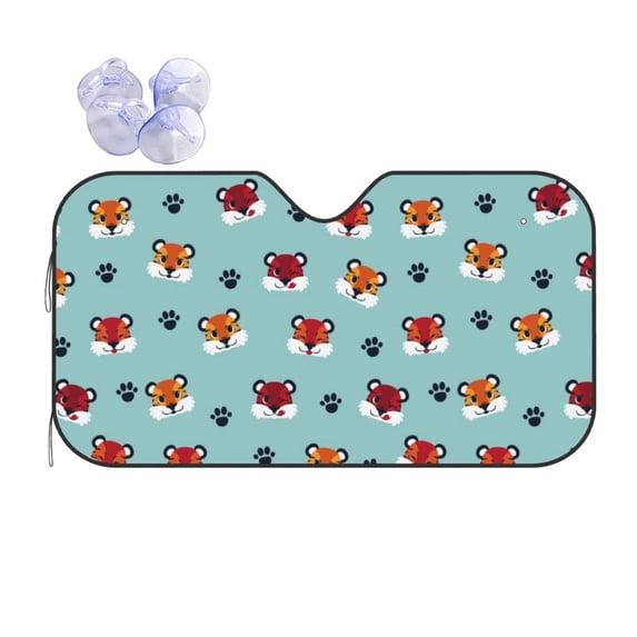 ZNDUO Car Windshield Sun Shade, Cartoon Paw Cute Tiger Pattern Windshield Sun Shade UV Rays and Heat Sun Visor Protector Foldable Windshield Sun Shade, Medium Size