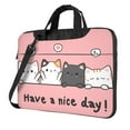 thumbnail image 1 of ZNDUO Cartoon Cat Greeting Doodle Pattern Laptop Bag, 14 inch Business Casual Durable Laptop Backpack, 1 of 8