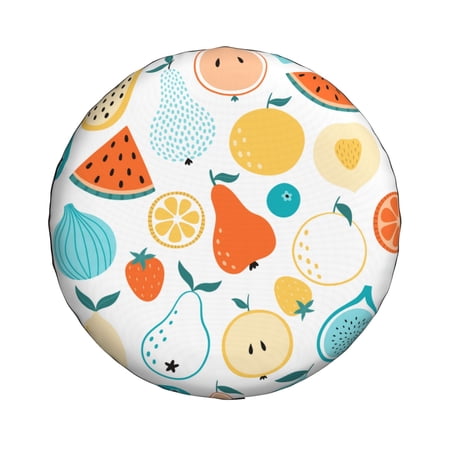 ZNDUO Cartoon Fruit Watercolor Art Pattern Spare Tire Cover, Universal Spare Tire Wheel Covers 17 inch