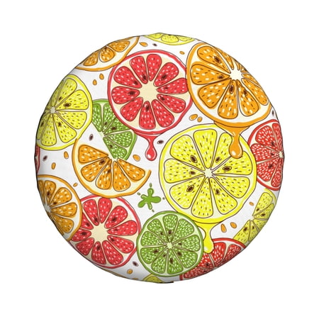 ZNDUO Cartoon Lemon Doodle Pattern Spare Tire Cover, Universal Spare Tire Wheel Covers 14 inch