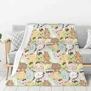 ZNDUO Cute Cartoon Dino Pattern Pattern Thickening Blanket, Fluffy Soft Cozy Flannel Throw Blankets, 40"x30" Inches