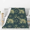 thumbnail image 1 of ZNDUO Floral Mandala Green Pattern Pattern Thickening Blanket, Fluffy Soft Cozy Flannel Throw Blankets, 60"x50" Inches, 1 of 8