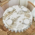thumbnail image 1 of ZNDUO Golden Pine Branch Texture Christmas Pattern Round Tablecloth, Anti-fouling and Anti-wrinkle Washable Polyester Table Cloth, 60 inch, 1 of 8