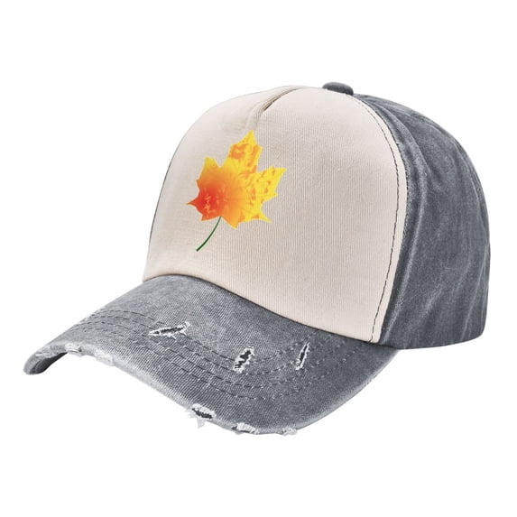 ZNDUO Gray Baseball Cap, Sun Hat for Men/Women, Adjustable Cap Washable Cotton Baseball Hat-Cartoon Autumn Leaves