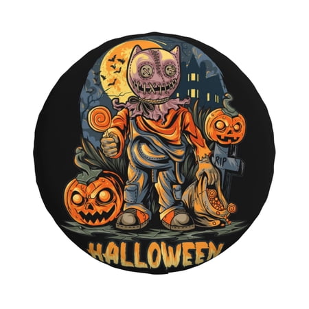 ZNDUO Halloween Monster Scarecrow Pattern Spare Tire Cover, Universal Spare Tire Wheel Covers 17 inch
