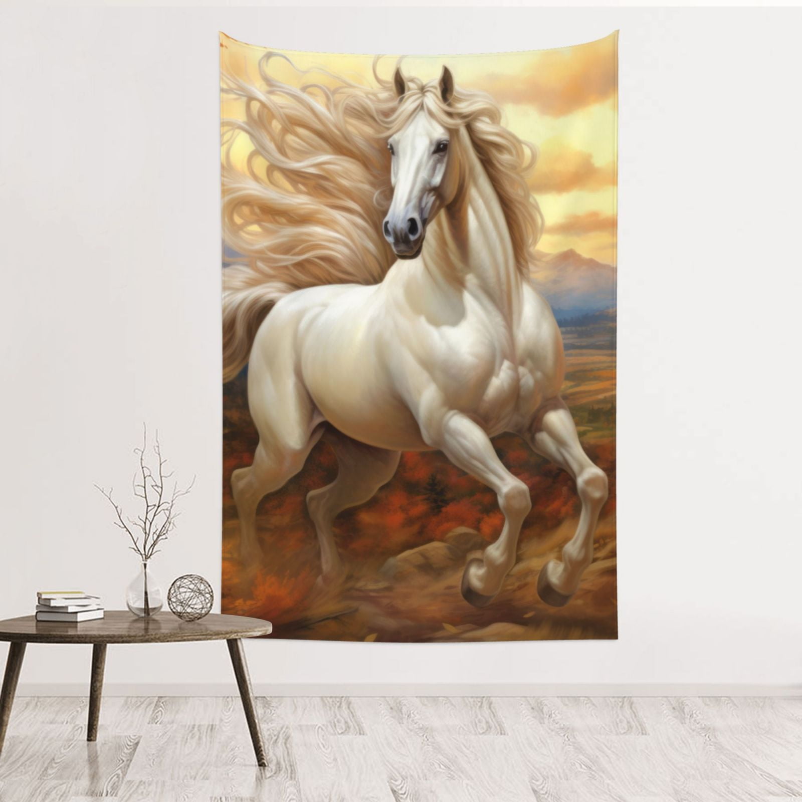 ZNDUO Horse Illustration Art Pattern Tapestry, Wall Tapestries for