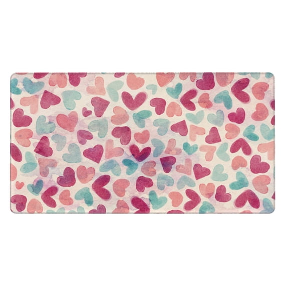 ZNDUO Large Rubber Mouse Pad Non-slip Desk Mat Vintage Watercolor Heart Doodle Rubber Desk Pad Mousepad Keyboard Pad for Home Office, 15.8" x 29.5"
