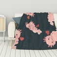 thumbnail image 1 of ZNDUO Lightweight Microfiber Bed Blanket, Axolot Black Pattern Super Soft Flannel Cozy Throw Blankets, 50"x40", 1 of 8