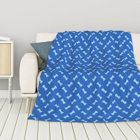 ZNDUO Lightweight Microfiber Bed Blanket, Blue Cartoon Bones Seamless Pattern Super Soft Flannel Cozy Throw Blankets, 50"x40"