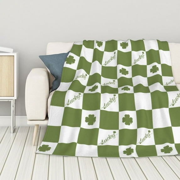 ZNDUO Lightweight Microfiber Bed Blanket, Clover Pattern Super Soft Flannel Cozy Throw Blankets, 60"x50"
