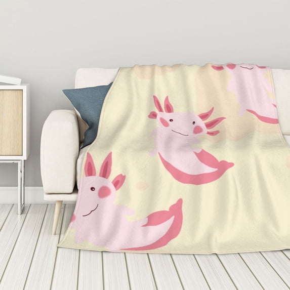 ZNDUO Lightweight Microfiber Bed Blanket, Cute Lizard Pattern Super Soft Flannel Cozy Throw Blankets, 50"x40"