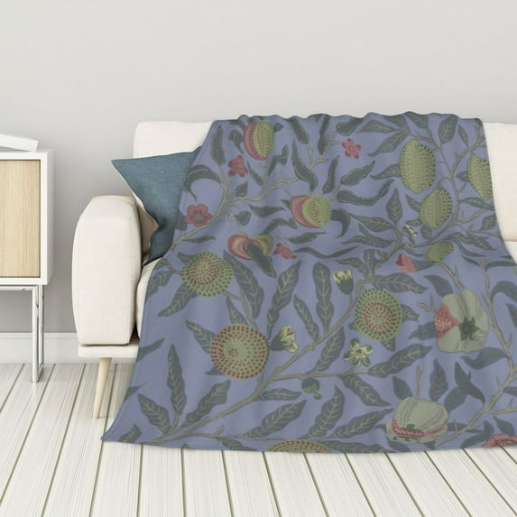 ZNDUO Lightweight Microfiber Bed Blanket, Fruit Plant Purple Print Art Pattern Super Soft Flannel Cozy Throw Blankets, 50"x40"