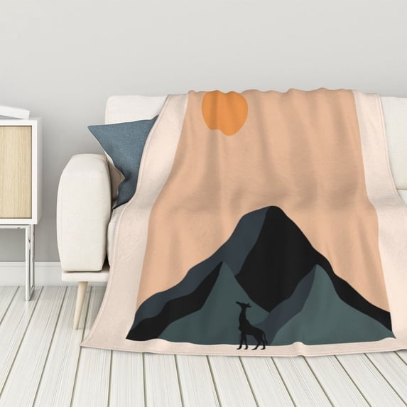 ZNDUO Lightweight Microfiber Bed Blanket, Giraffe Minimalist Art Pattern Super Soft Flannel Cozy Throw Blankets, 50"x40"