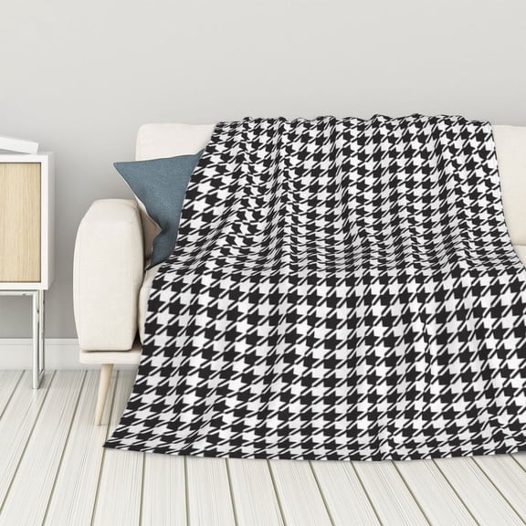 ZNDUO Lightweight Microfiber Bed Blanket, Retro Houndstooth Geometric Texture Pattern Super Soft Flannel Cozy Throw Blankets, 40"x30"